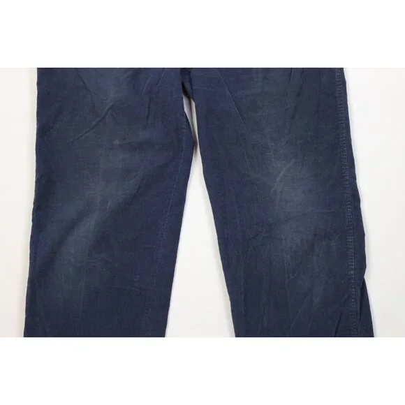 Vintage 70s Lands End Mens 40x32 Faded Wide Leg Corduroy Chino Pants Blue USA